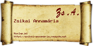 Zsikai Annamária névjegykártya